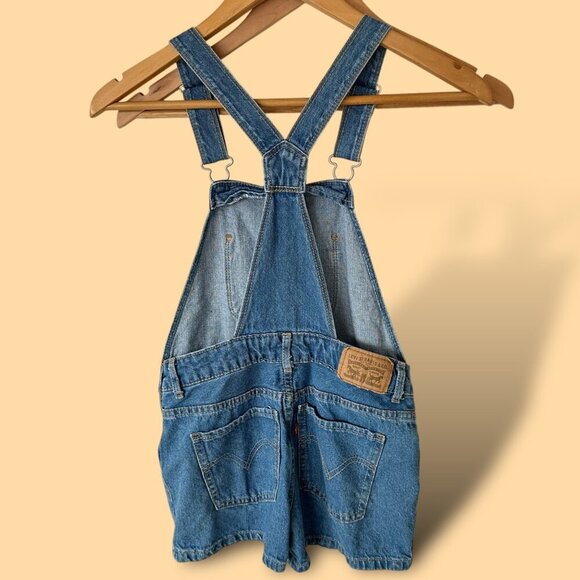 Levi’s Jean Shortalls Girls Size Small 7/8 Medium Wash Western Boho Hippie - Picture 2 of 10